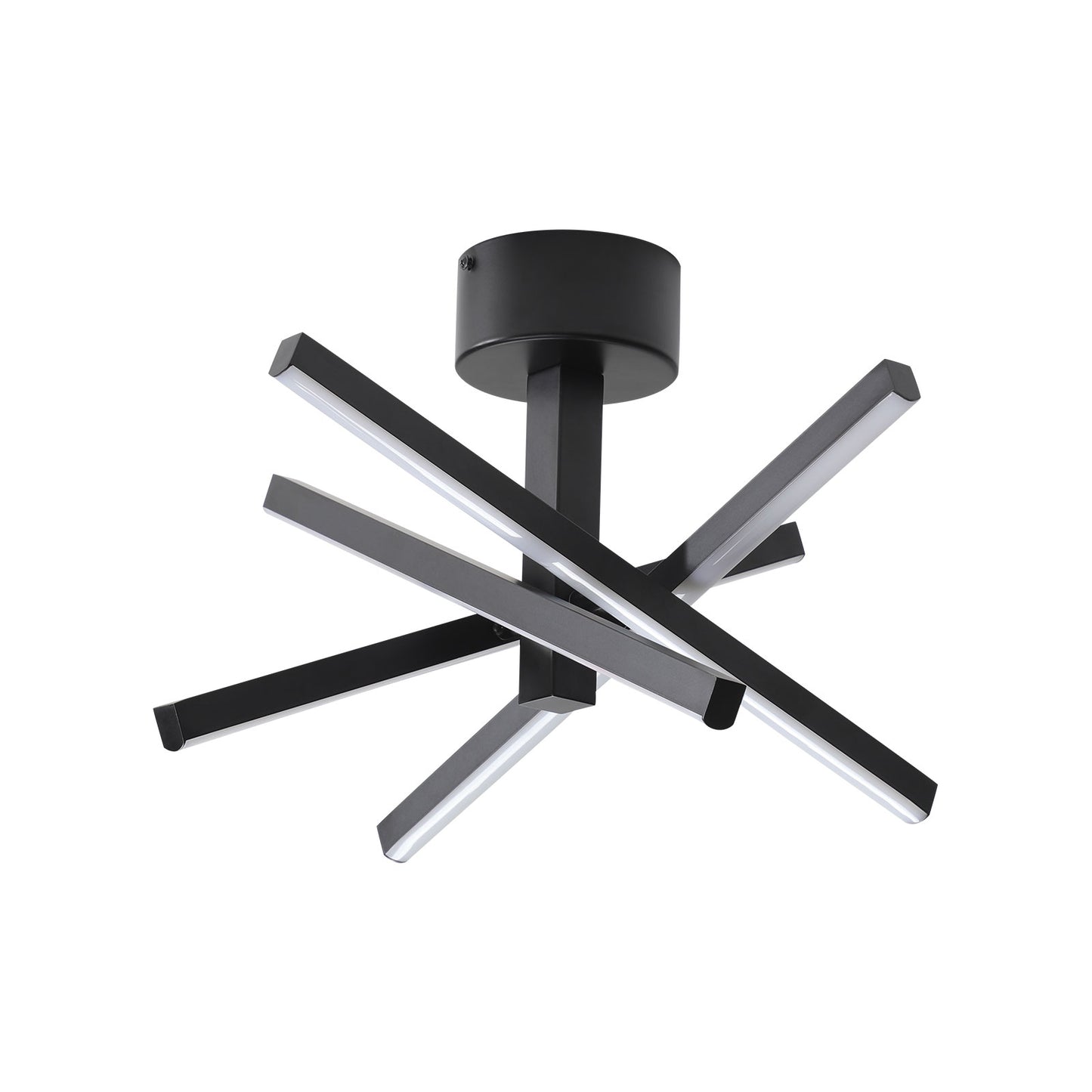12 Inch Modern LED Ceiling Light, Geometric Starburst Design With Black Finish For Living Room, Bedroom, And Hallways
