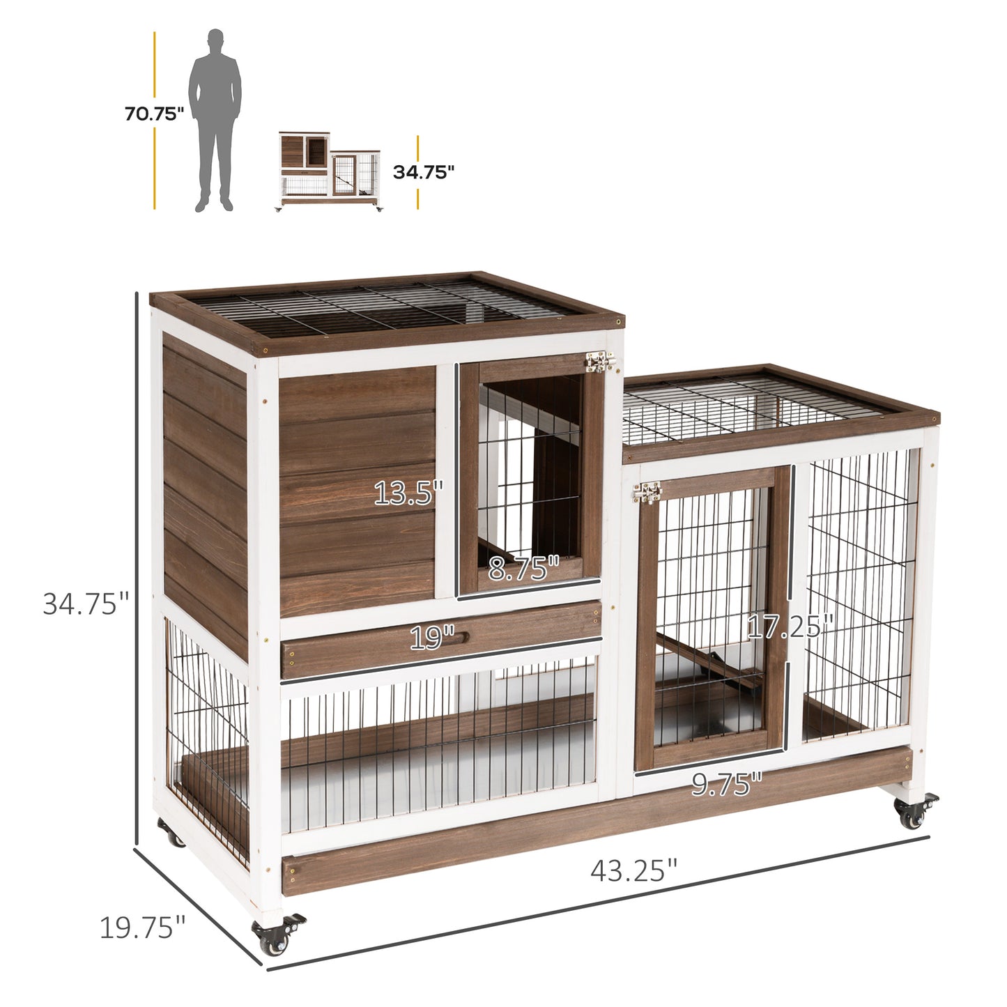 Wooden Rabbit Hutch Elevated Bunny Cage