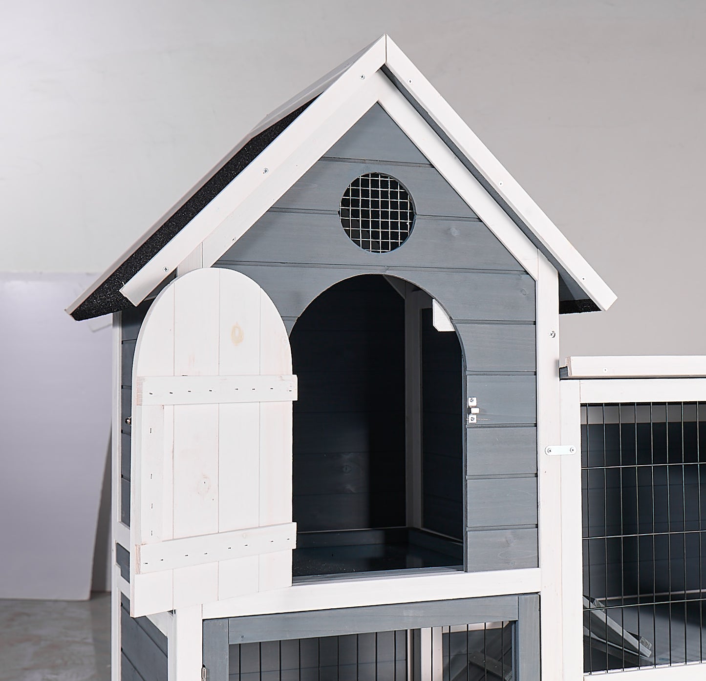 Large Outdoor Chicken Coop Cage, Weatherproof 2-Story Chicken Coop & Rabbit Hutch, Wooden Indoor Outdoor Pet House With No-Leak Tray, Waterproof Roof  Pull-Out Tray 50.98L X 48.23 H, Grey, Blue