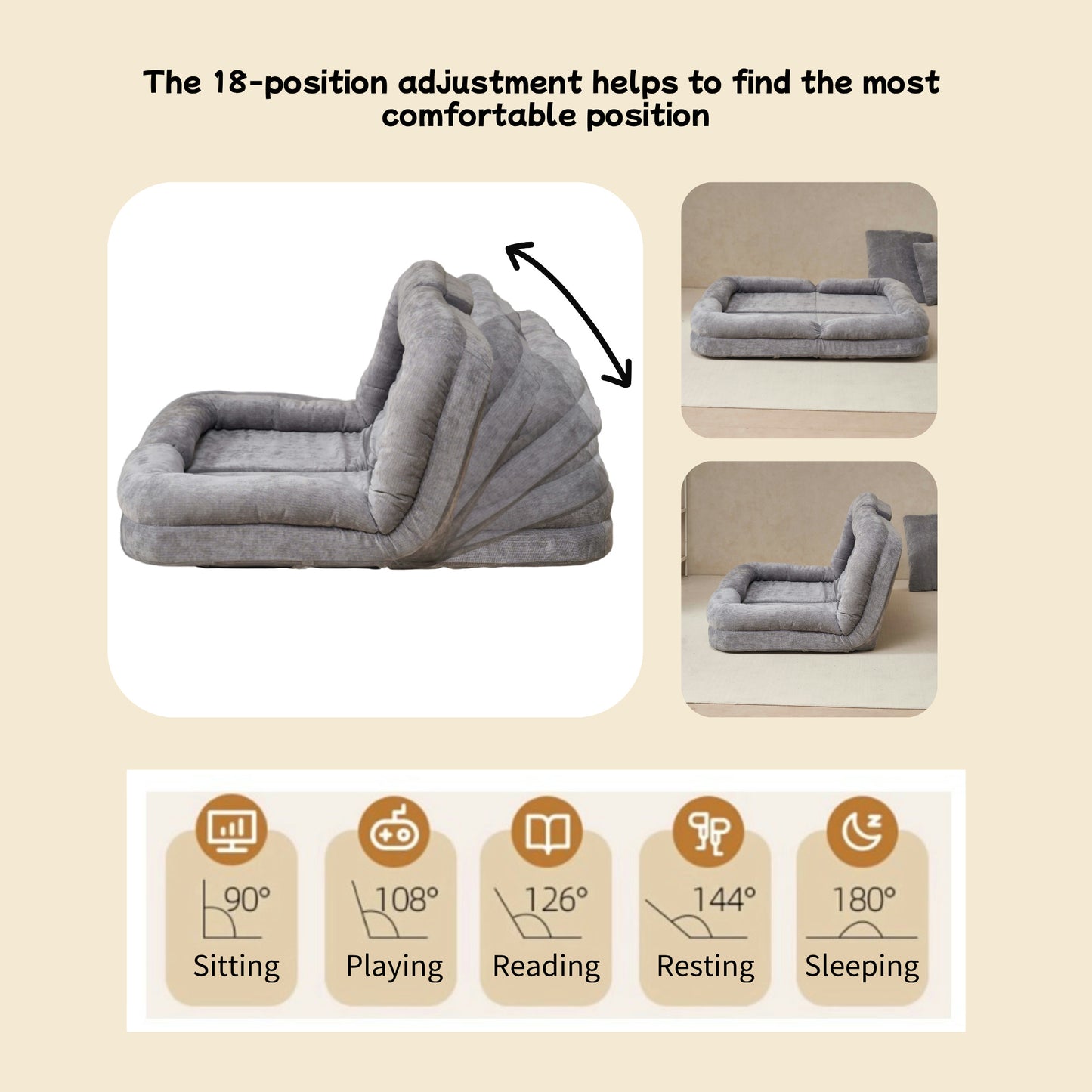Convertible Fold-Out Double Sofa Bed,Gray