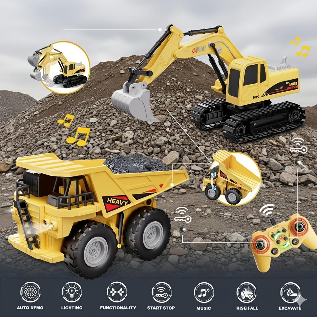 Remote Control Excavator Construction Vehicle Set  Educational Construction Toy For Children