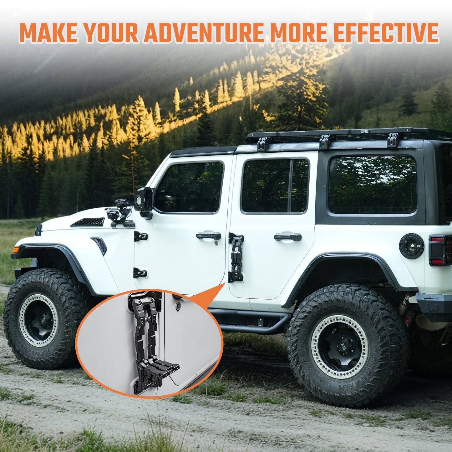 OMU Genesis Series Door Hinge Step Aluminum Door Hinge Step Folding Foot Pedal Side Ladder Compatible With 2007-2017  Wrangler JK,2018-2026  Wrangler JL & 2020-2026  Gladiator