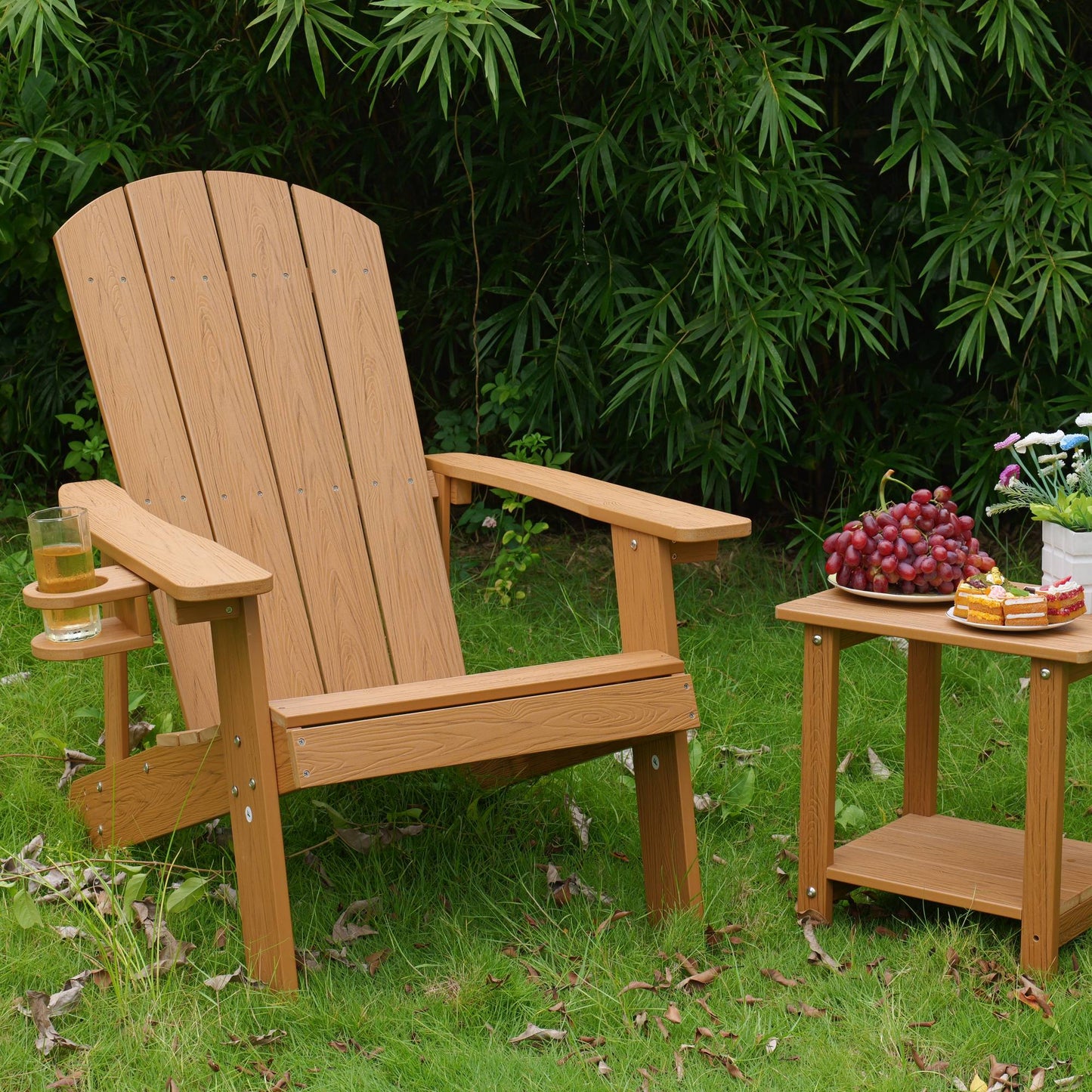 Outdoor Lounge Chair With Cup Holder For Patio Relaxation & Garden Leisure Gatherings,HIPS Material
