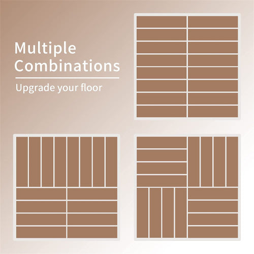 Patio Interlocking Deck Tiles, 12  X12   Square Composite Decking Tiles, Four Slat Plastic Outdoor Flooring Tile All Weather For Balcony Porch Backyard,   Dark Brown, Pack Of 36