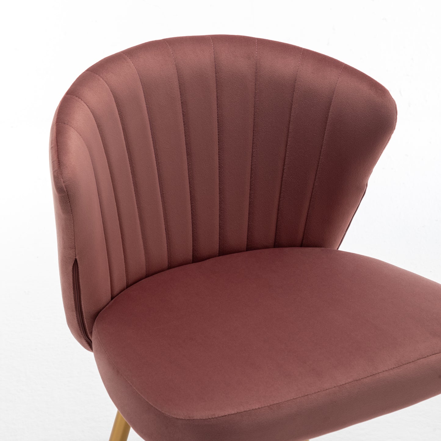 Modern Velvet Armless Accent Chair, Channel Tufted Dining Chair With Gold Metal Legs, Upholstered Side Chair For Living Room Bedroom Small Spaces