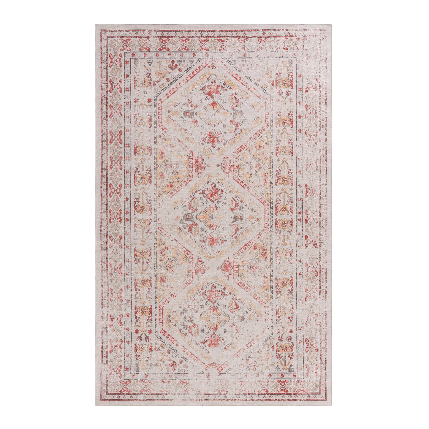MAVAL Beige Washable Rug 4x6 Area Rug  Beige, 4' X 6'