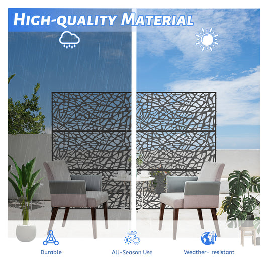 Metal Privacy Screens And Plastic Panels With Free Standing, Freestanding Outdoor Indoor Privacy Screen, Decorative Privacy Screen For Balcony Patio Garden, Room Divider, Mesh Shape