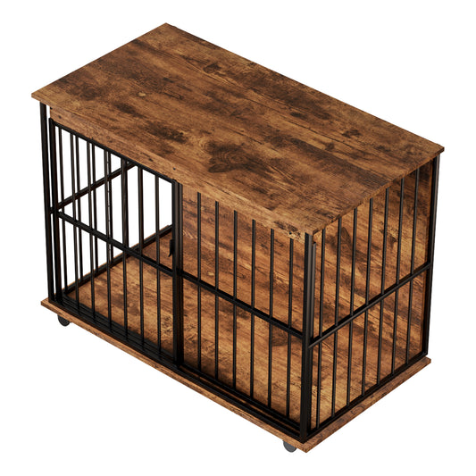 Dog Crate Furniture , Large Dog Cage Furniture With Tray For Medium Large Dogs, Wooden Dog Kennel Furniture