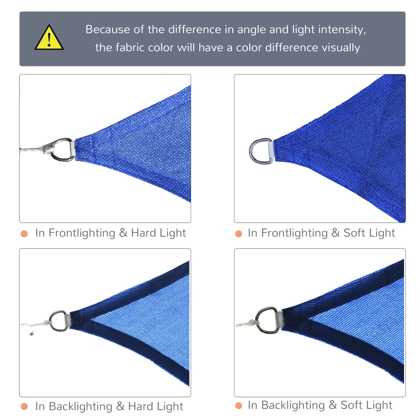 16' X 20' Sun Shade Sail Canopy Outdoor Shade Sail Cloth For Patio Deck Yard With D-Rings And Rope Included, Blue