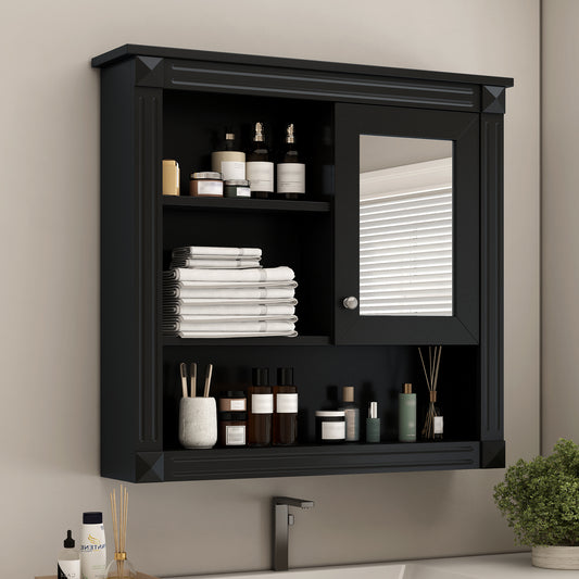 32   Bathroom Wall Cabinet With Mirror, Wall Mounted Medicine Cabinet With 4 Shelves, Mirrored Door Over Toilet Storage Cabinet& Adjustable Shelves