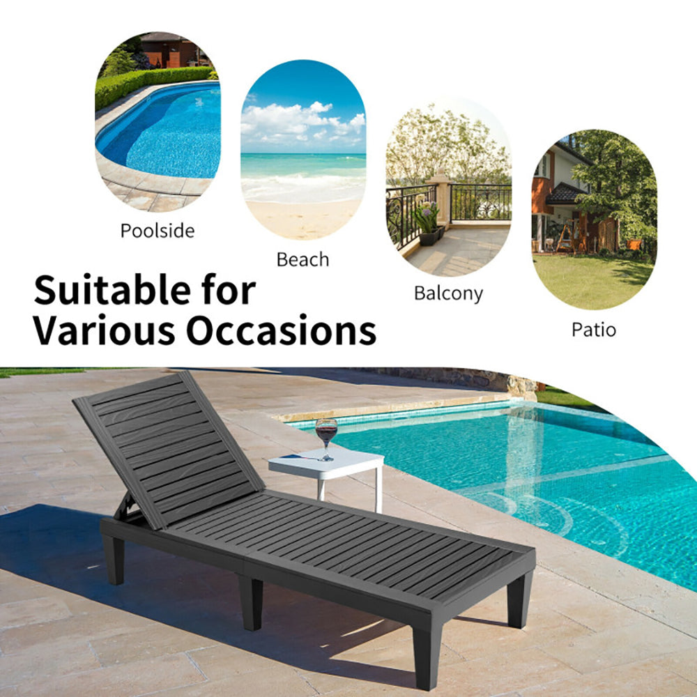 Outdoor Chaise Lounge Chair With 5 Positions Adjustable Backrest For Using In Your Patio, Garden, Backyard, Poolside, Etc
