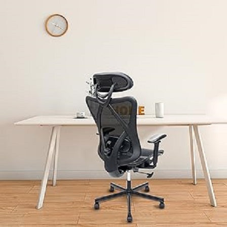 Mesh Office Chair,Ergonomic Office Chairs With Wheels,Adjustable Lumbar Support,Armrest,Headrest-Tilt High Back Desk Chair With Mute Wheel For Office, Home, Gaming