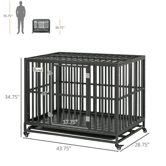 44'' Strong Pet Dog Crate Mobility Cage W/ Playpen Metal & Removeable Tray