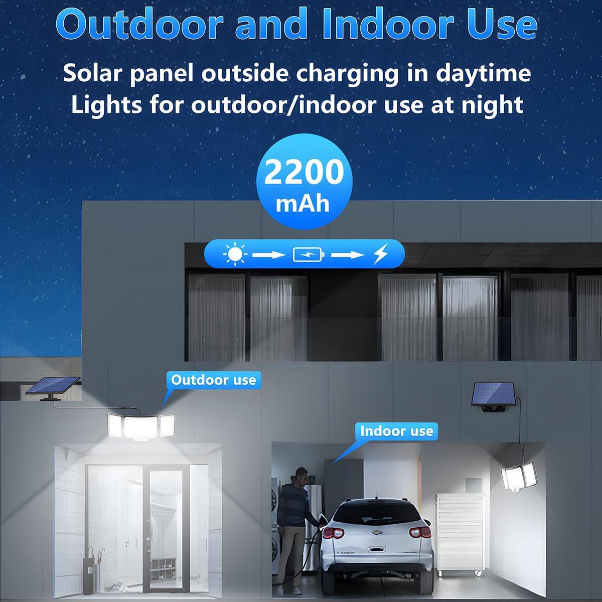 1-Pack Outdoor Solar Light  348-LED Motion Sensor Light With Remote Control  3-Head, Waterproof