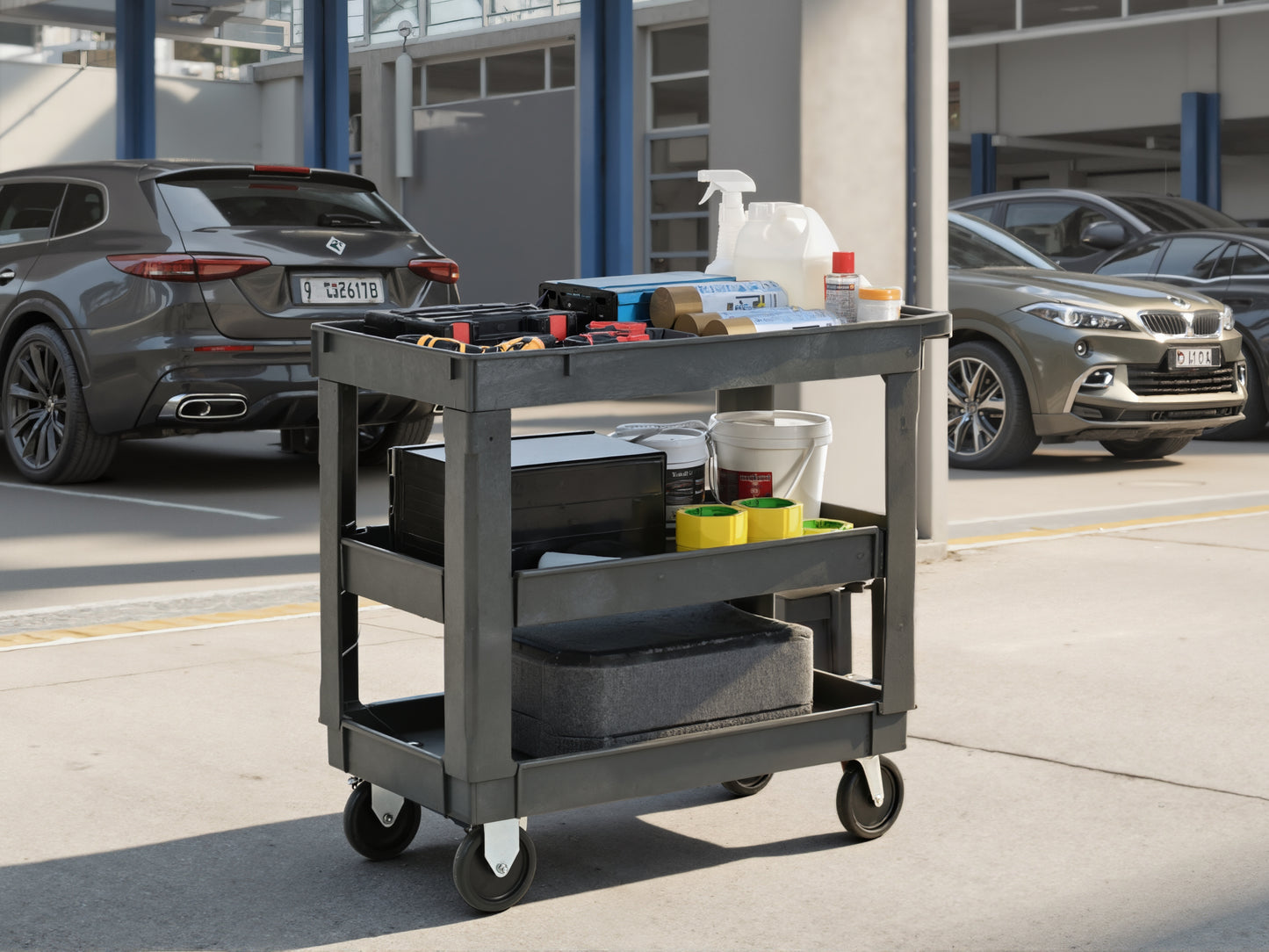 3 Layers Rolling Utility Cart With Wheels,Supports 600 Lbs,Heavy-Duty Capacity For Garage StorageOffice Spaces & Kitchen,For Indoor And Outdoor Use,Durable Tool Cart