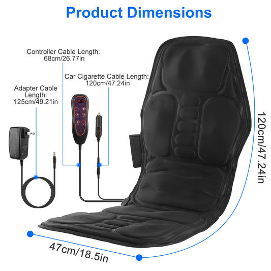 1Pc Full Body Massage Chair Pad With Heat Multifunctional Back Massager With Pinpoint Massage Vibration Timer For Home Office Car Use
