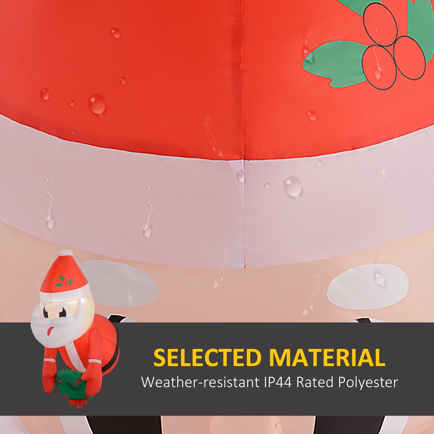 3.4' Inflatable Santa Claus Holding Wreath W/ LED Lights, Blow-Up Outdoor Hanging Display For Garden Party