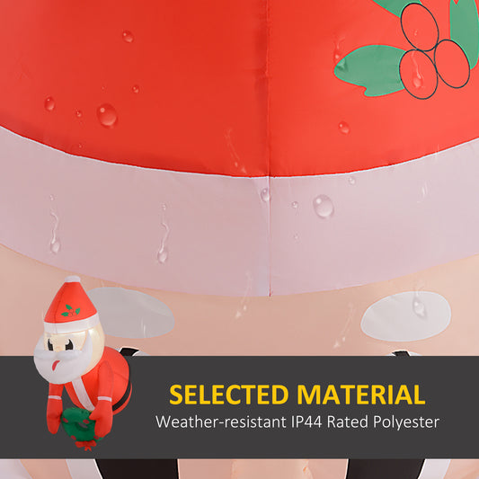 3.4' Inflatable Santa Claus Holding Wreath W/ LED Lights, Blow-Up Outdoor Hanging Display For Garden Party