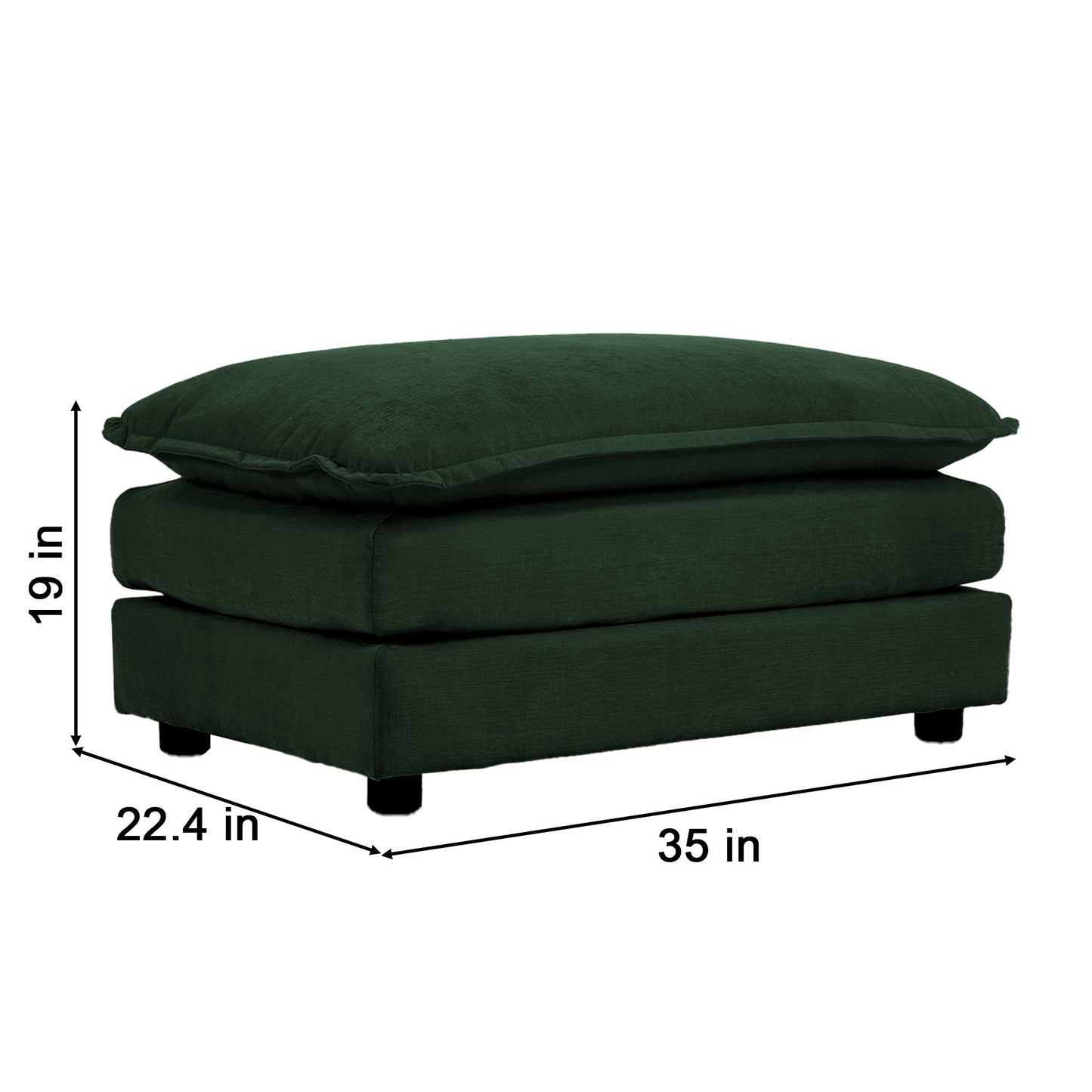Comfort U Shaped Couch With Reversible Chaise, Modular Large U-Shape Sectional Sofa, Double Extra Ottomans,Green Chenille