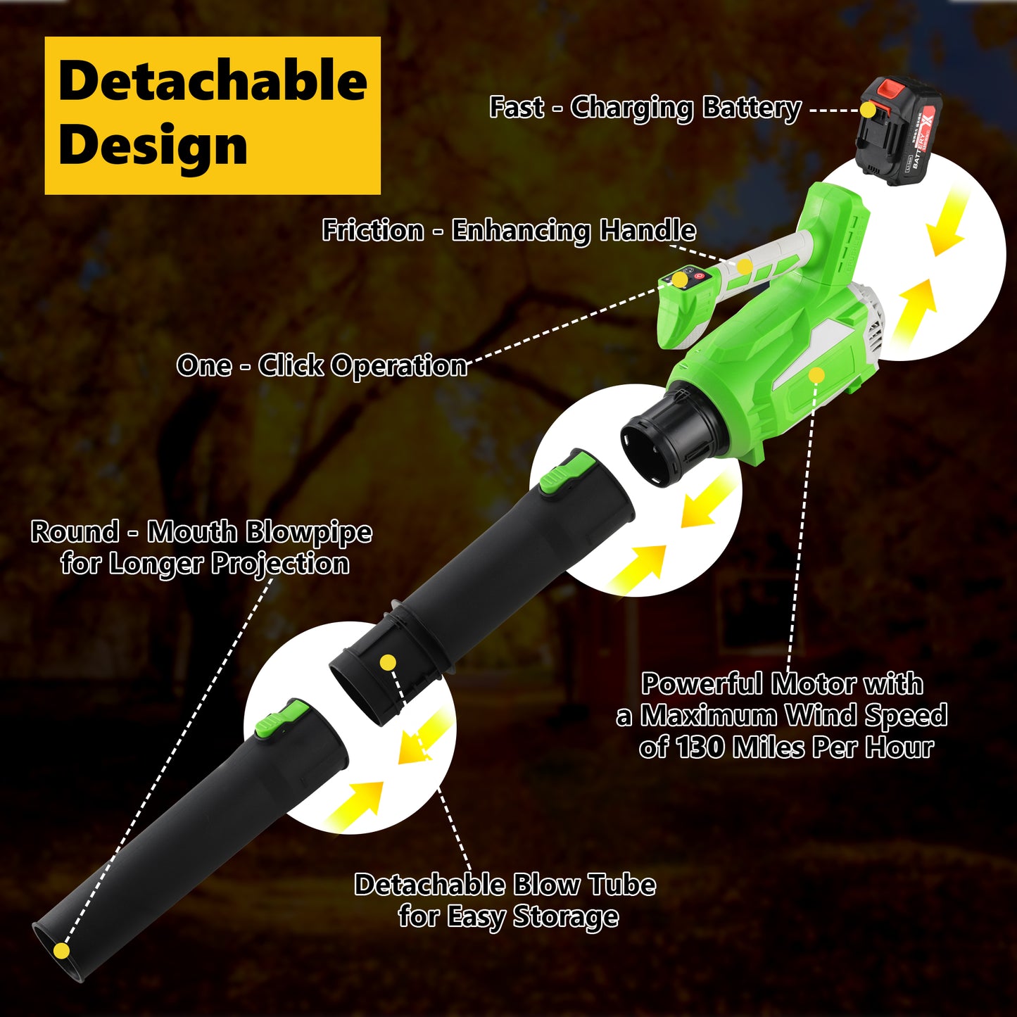 Leaf Blower Cordless With Battery And Charger, Extended Nozzle, Lightweight Handheld Design For Yard Cleaning, Car Water Blowing, Leaves And Dust  Green
