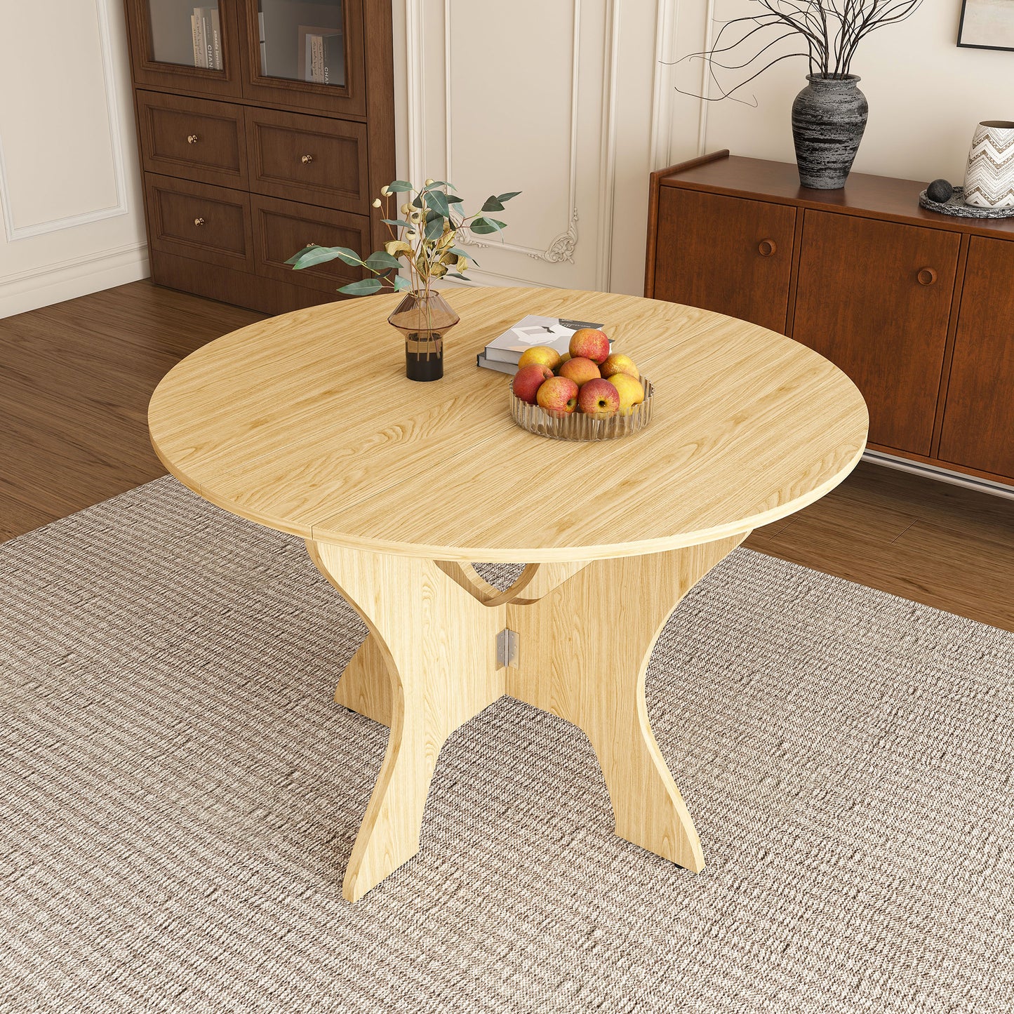 43 In Folding Dining Table For Small Spaces  MDF Table With Wild Oak Veneer  Space Saving Foldable Kitchen Table For Indoor And Outdoor Use