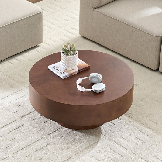 31.49  Faux Burl Wood Pattern Decal Coffee Table With Sturdy Pedestal For Living Room Office Apartment Walnut