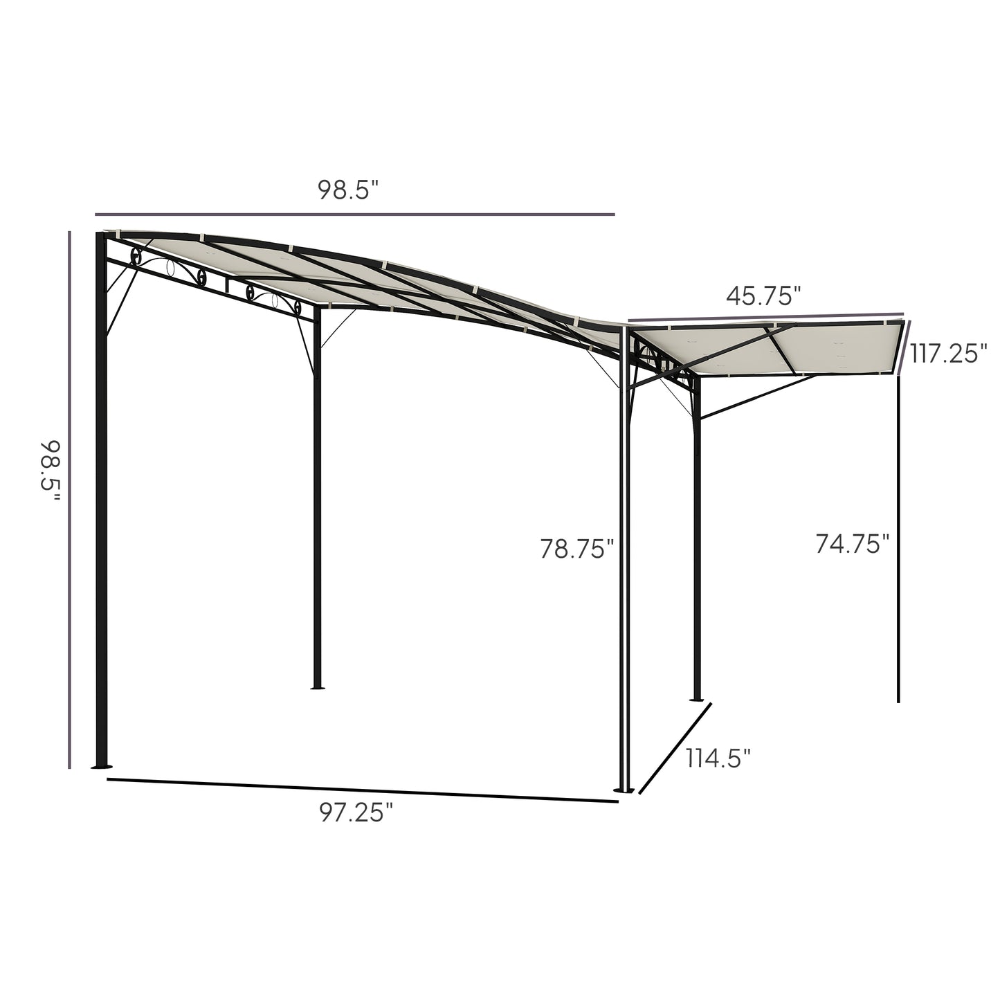10' X 8' Outdoor Pergola And Patio Gazebo For Garden, Camper, Deck, Doors And Windows, Cream White