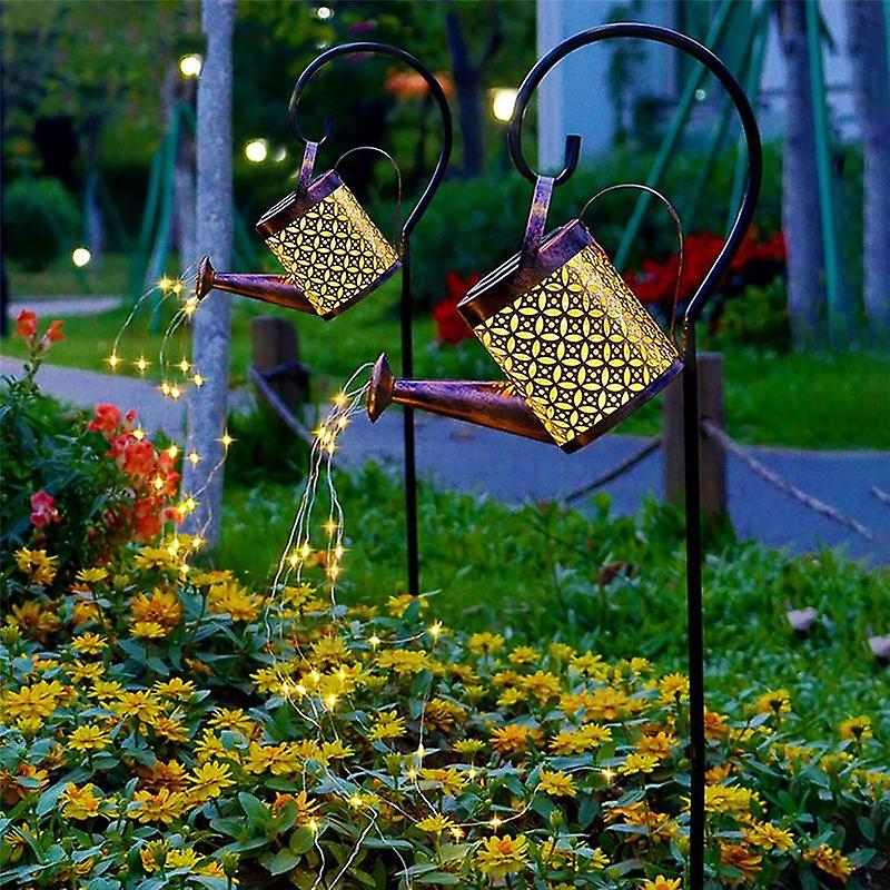 2PCS LED Watering Can Solar Light Strings, Solar Lights Outdoor Decorative Lamp, Solar Lantern Outd