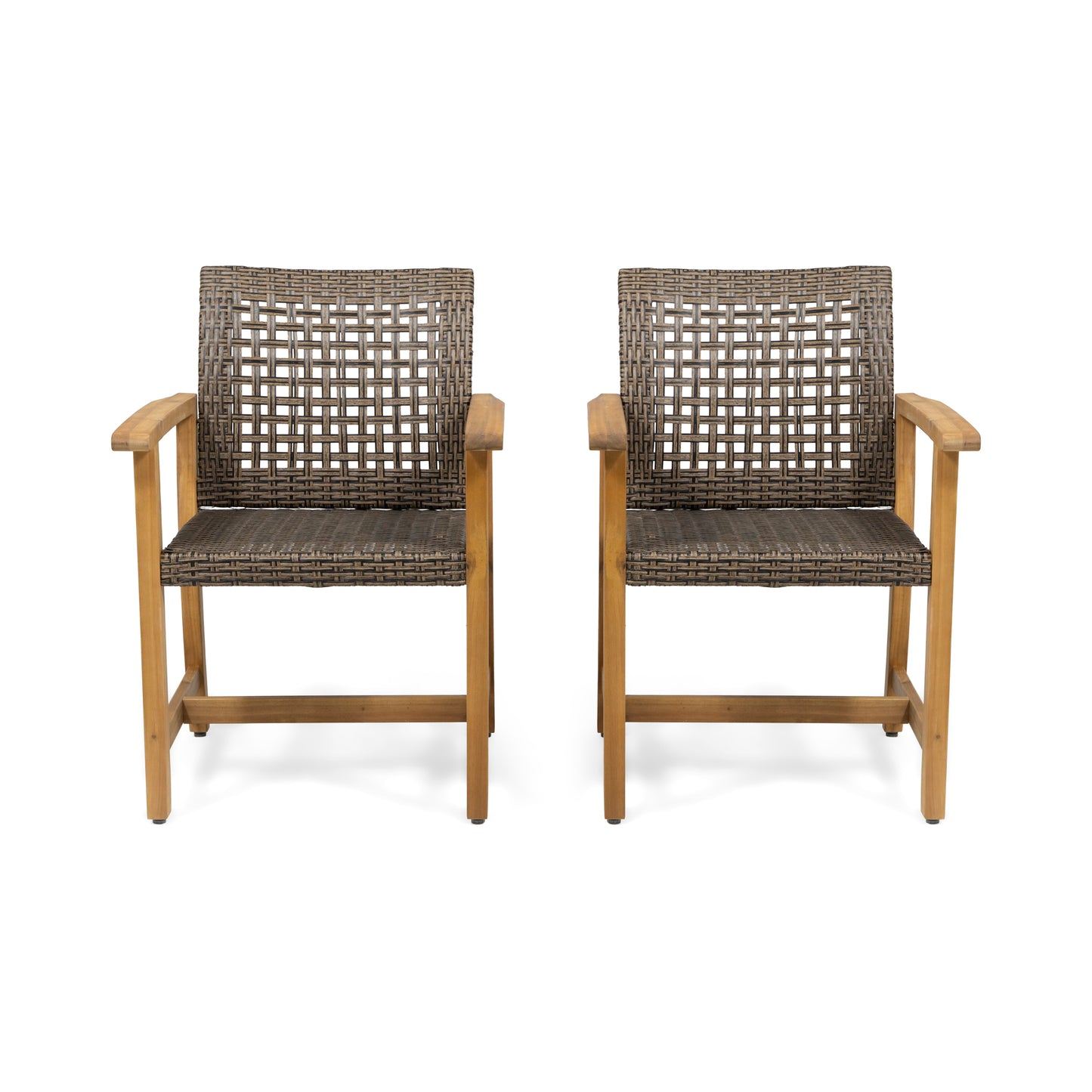 HAMPTON WOOD AND WICKER DINING CHAIR  SET OF 2