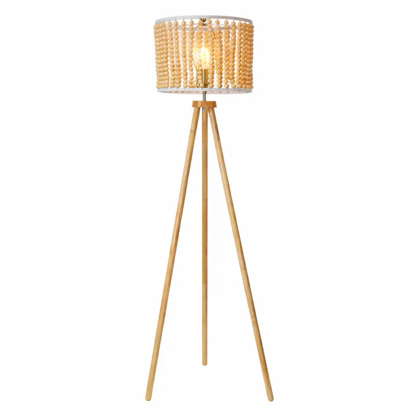 Reading Floor Lamp, Standing Light For Living Room Chair, Bedside & Study Area, Brillo Three Legged Floor Lamp Natural 110V