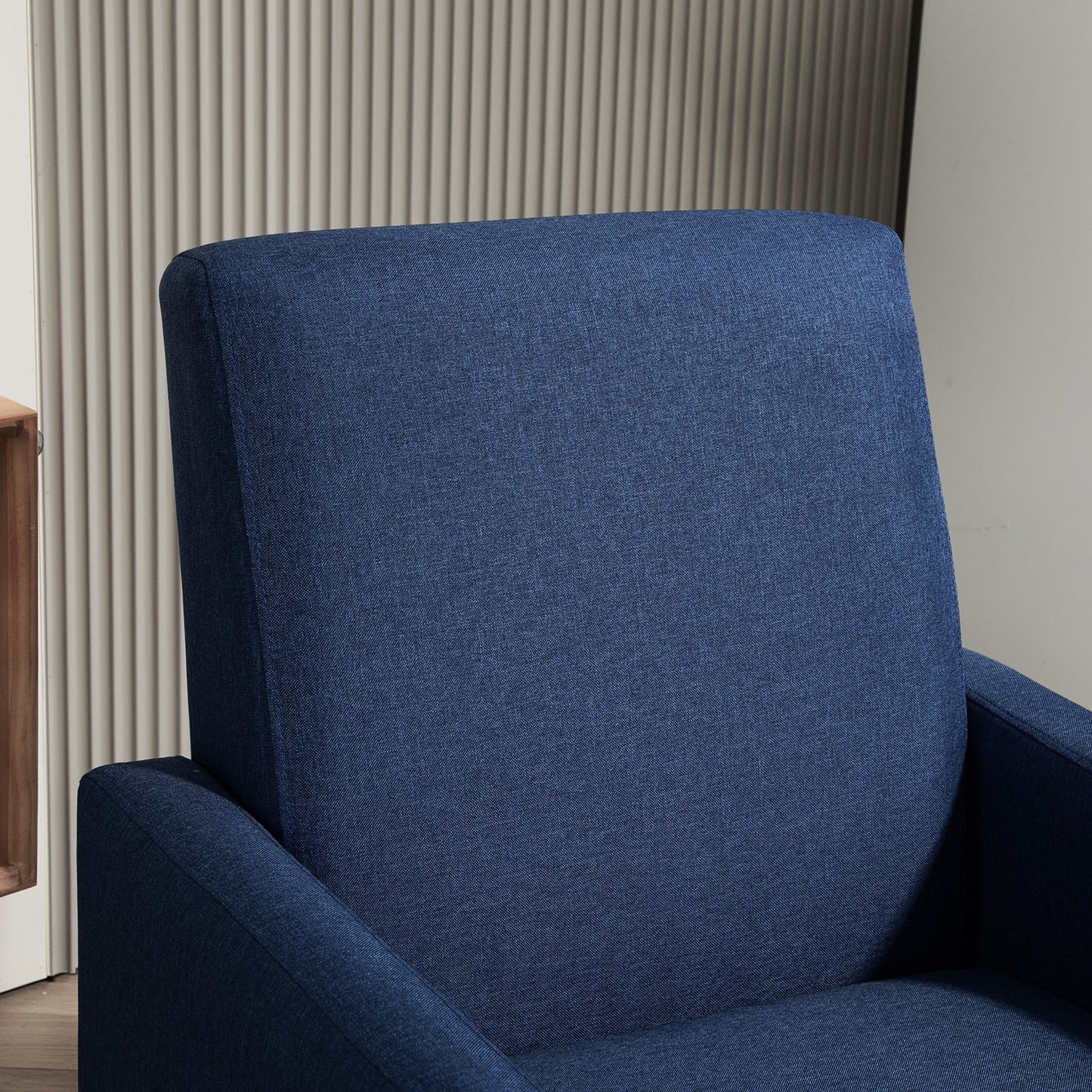 Faux Linen Upholstered Accent Chair, Modern Armchair With Solid Wood Frame, Single Sofa Chair For Living Room Bedroom
