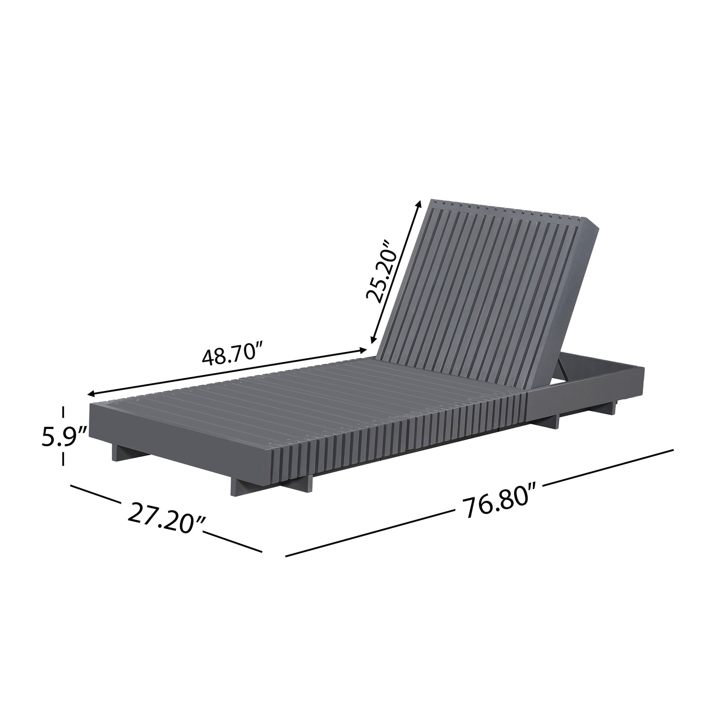 Dark Gray Acacia Solid Wood Outdoor Chaise Lounge With Cream Water-Repellent Cushion, 400lbs Capacity, Modern Patio Sun Lounger For Garden, Poolside