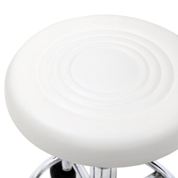 Round Shape Adjustable Salon Stool With Back And Line White