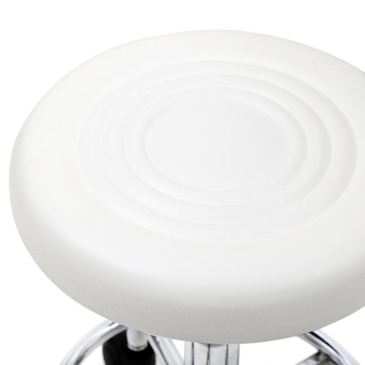 Round Shape Adjustable Salon Stool With Back And Line White