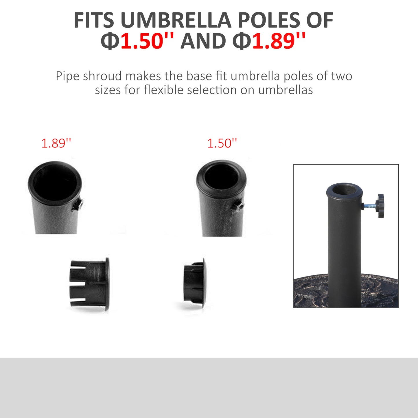 18" 20 Lbs Round Resin Umbrella Base Stand Market Parasol Holder With Decorative Rose Floral Pattern & Easy Setup, For Φ1.5", Φ1.89" Pole, For Lawn, Deck, Backyard, Garden, Bronze