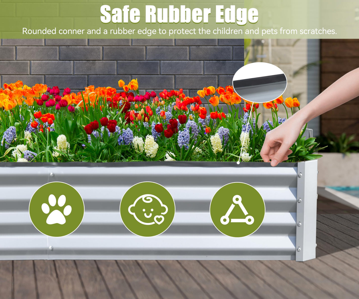 6x3x1ft Galvanized Raised Garden Bed, Outdoor Planter Garden Boxes Large Metal Planter Box For Gardening Vegetables Fruits Flowers, Silvery