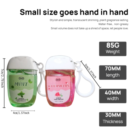 DKD 2pack 1.014fl.oz Hand Sanitizer With Hook Mint Watermelon Scented Cleaning Wash-free For Home Travel Outdoor