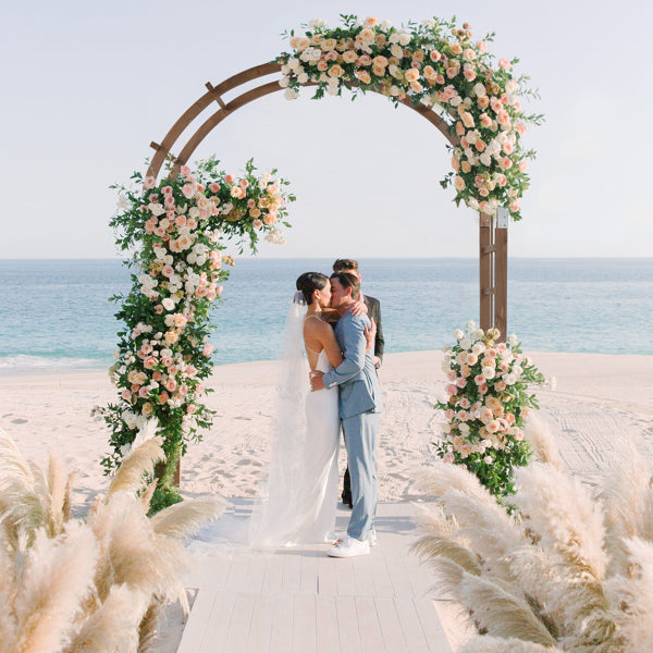 7FT Wooden Garden Arbor, Wedding Arch Backdrop Stand For Ceremony Party, Garden Pergola With Trellis For Climbing Plants, Dark Brown