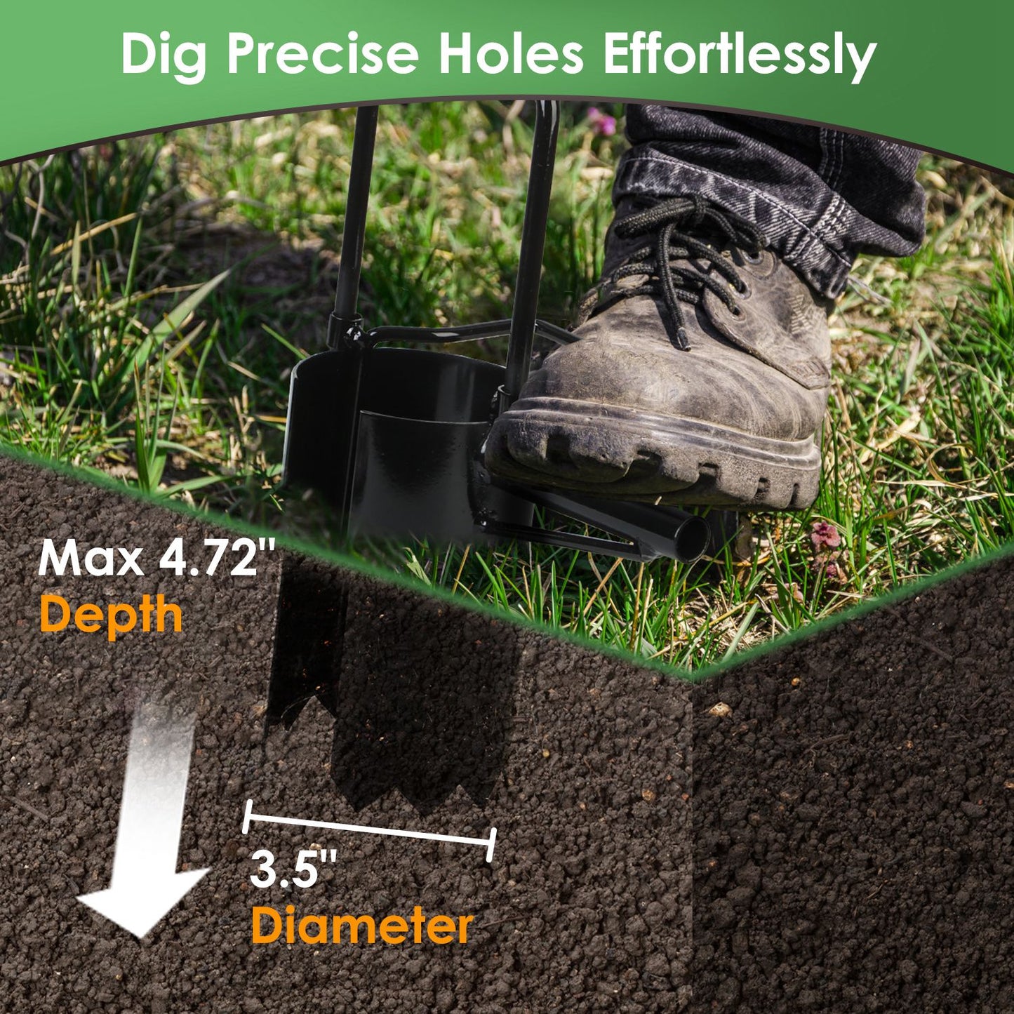 1Set 5 In 1 Bulb Planter Tool Long Handle Gardening Bulb Transplanter With Gloves Brush Serrated Base Dual Pedal Digging Holes To Plant Tulips Iris Daffodil