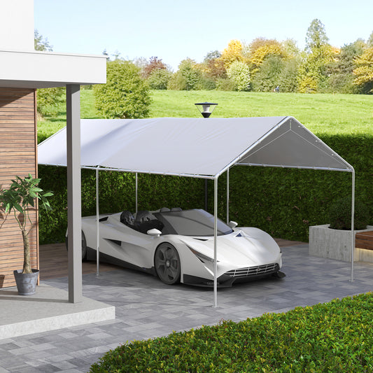10 X 20ft Carport Roof, UV Resistant Canopy Replacement Cover With Ball Bungee Cords, White