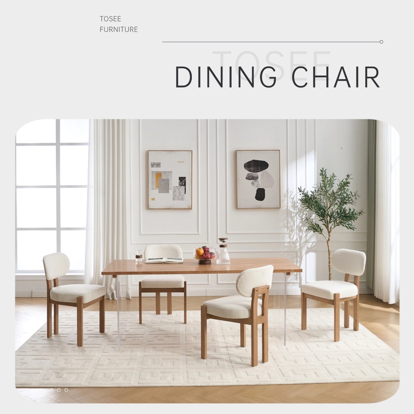 Wooden Dining Chairs Set Of 2, Modern Fabric Upholstered Dining Room Chair Kitchen Chairs, Farmhouse Dinner Chair For Kitchen Dining Room