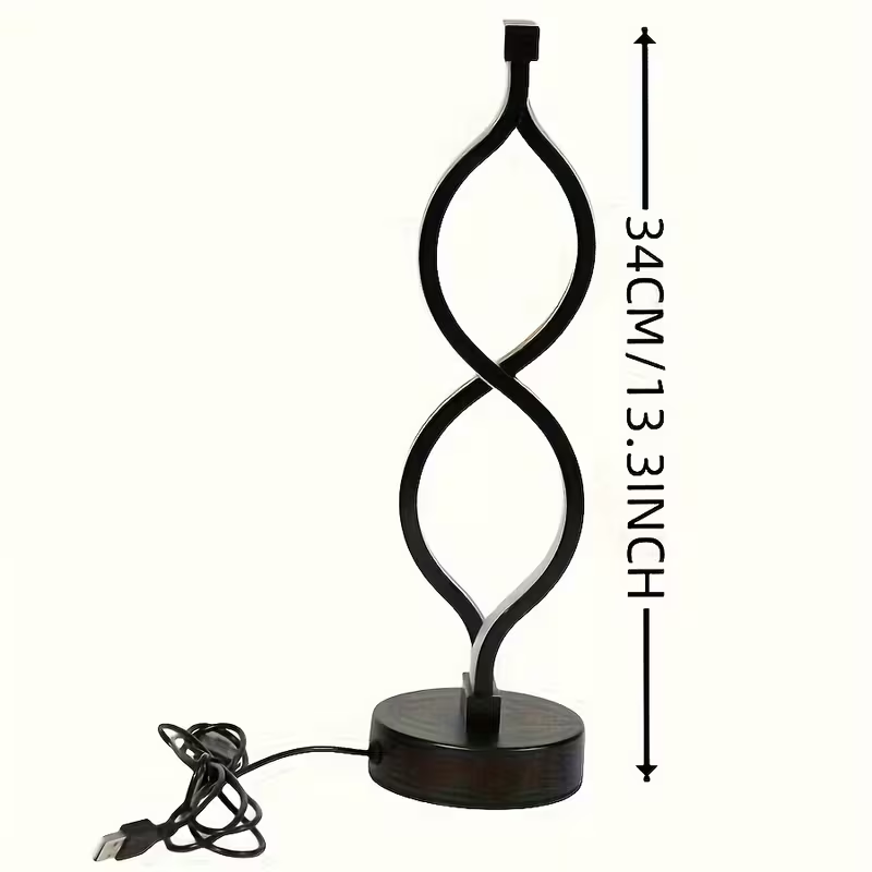 2Pcs Modern Wave-Shaped USB Desk Lamp With 3-Color Dimmable Lighting For Bedroom