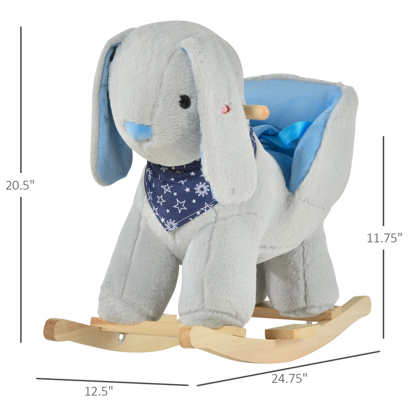 Kids Ride-On Rocking Horse Toy Bunny Rocker With Fun Play Music & Soft Plush Fabric For Children 18-36 Months