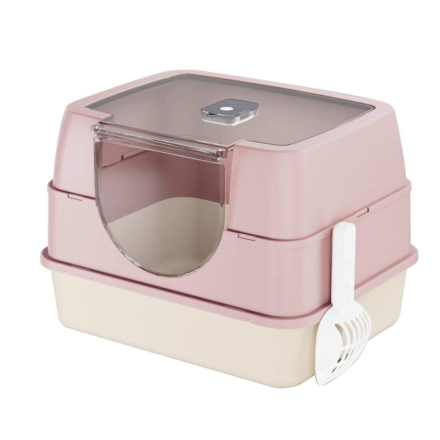 Dark Gray Top Entry Fully Enclosed Cat Litter Box , Anti Splash & Odor Locking, For Large Cats & Multi Cat Households Plastic Bring A Spoon