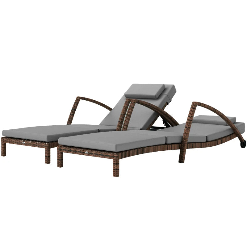 Set Of 2 Wicker Chaise Lounge Chair Outdoor Patio Lounger With 5 Adjustable Back, Wheels, Cushion, Multiple Packages Shipped. Please Pay Attention To The Dimensions And Weight In The Details.
