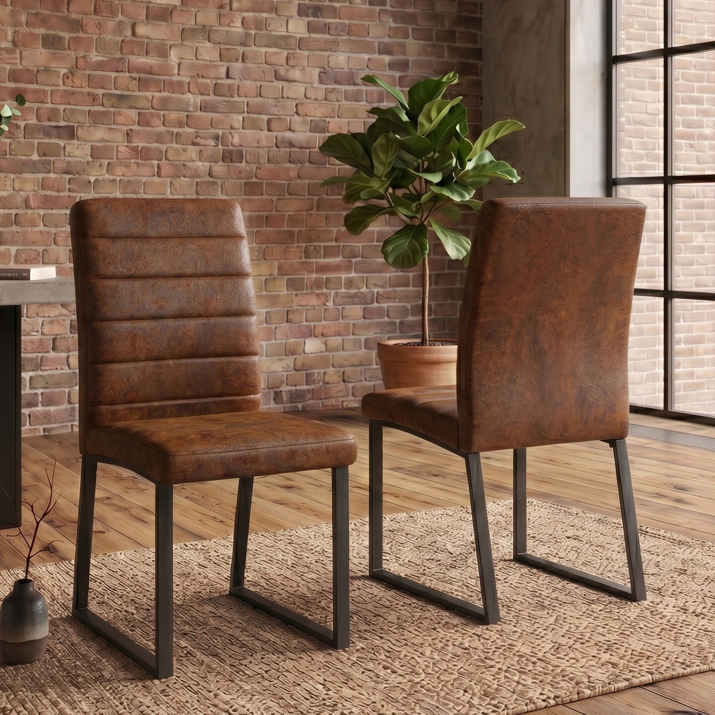 2-Pack - Premium PU Office Dining Chairs With High-density Foam, Sturdy Iron Legs  Electroplate Spray Paint , Multiple Colors. Easy Assembly