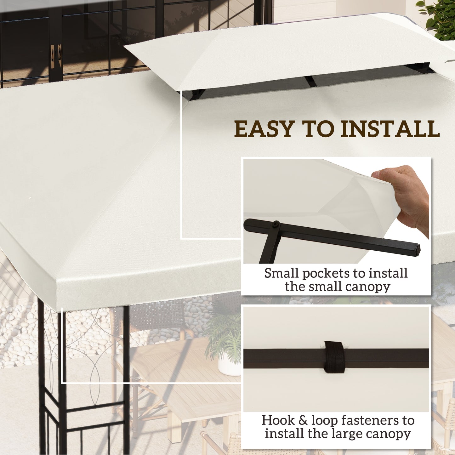 Gazebo Replacement Canopy For Model 84C-101, 2-Tier Top Cover For 10' X 13' Gazebo, Charcoal (TOP ONLY)