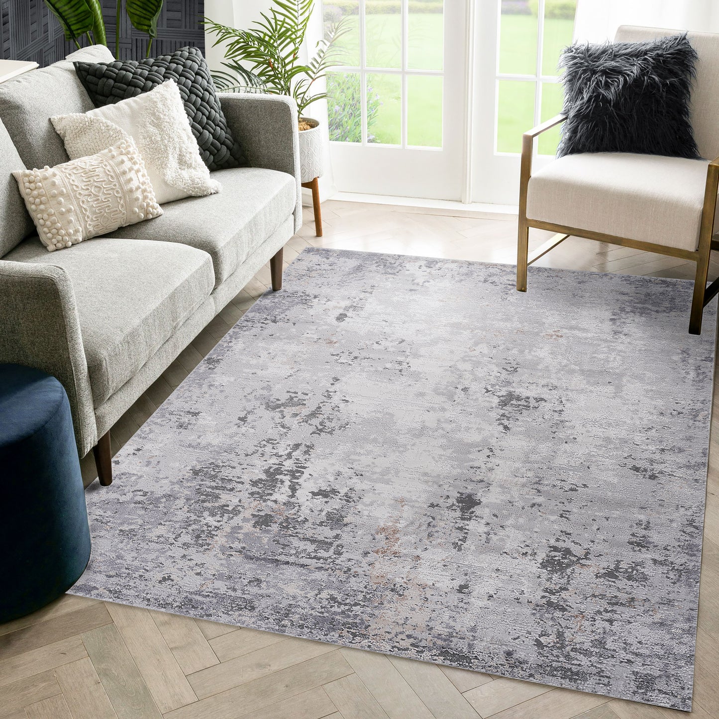 MARFI   8X10 Ivory  Sand  Abstract Area Rug