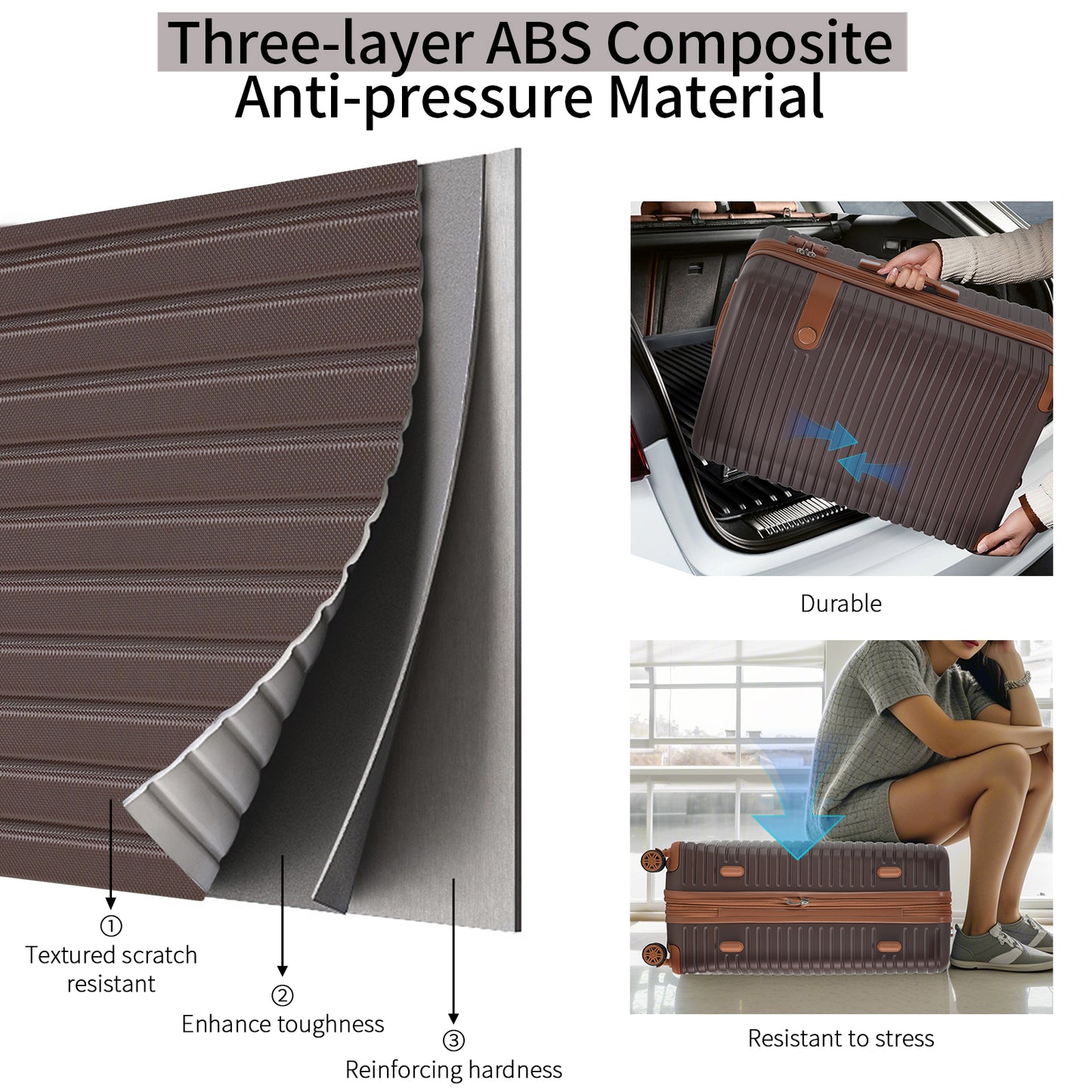 4 Piece Luggage Set Suitcase Set, ABS Hard Shell Lightweight Expandable Travel Luggage With 4 Packing Cubes, TSA Lock, Spinner Wheels For Men Women 16 20 24 28