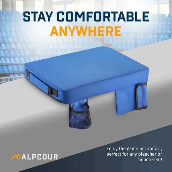 Alpcour Portable Extra Thick Stadium Seat Cushion - 21x 15 Inch Bleacher Cushion With Side Pocket